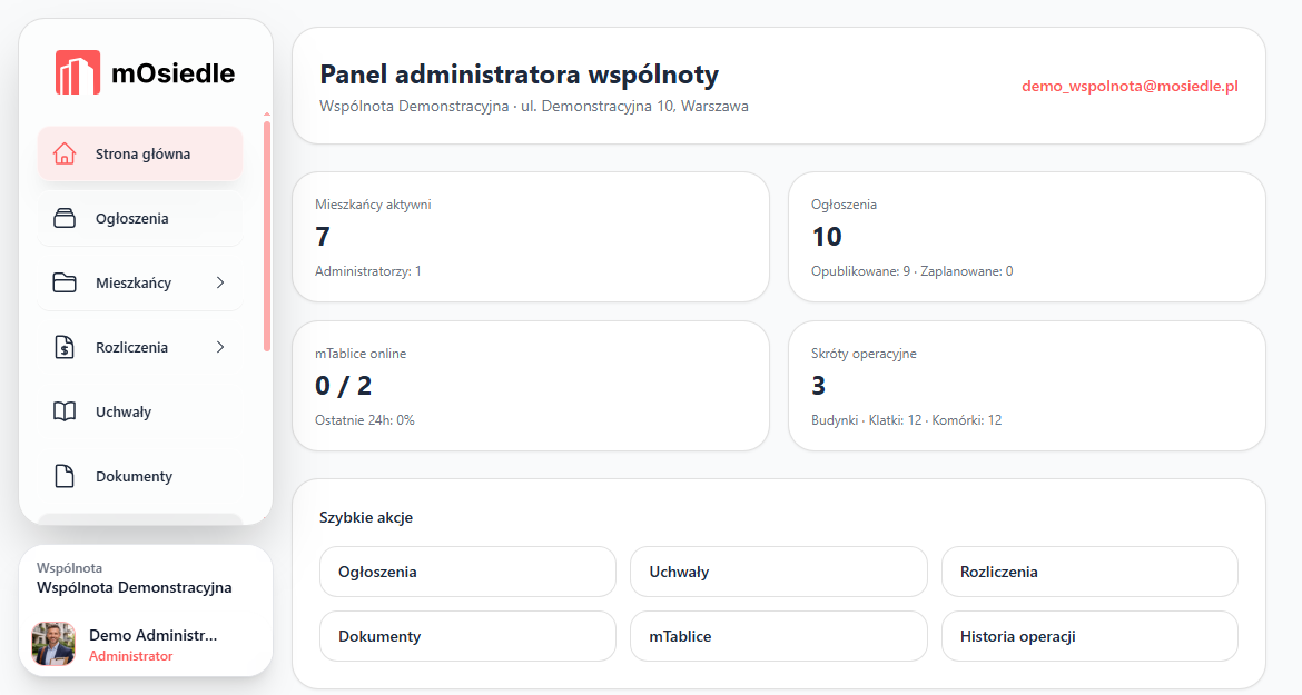 Panel administratora mOsiedle